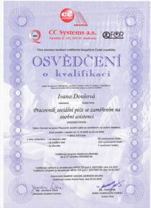 Osobní asistence - certifikat